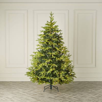 Pre Lit Brewer Spruce Green Classic Christmas Tree - 7ft / 210cm
