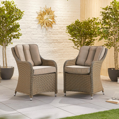 Camilla 4 Seat Rattan Dining Set - Round Table in Willow