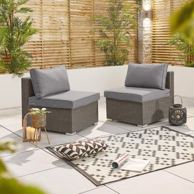Heritage Chelsea Rattan Lounging Middle Piece - Set of 2 in Slate Grey