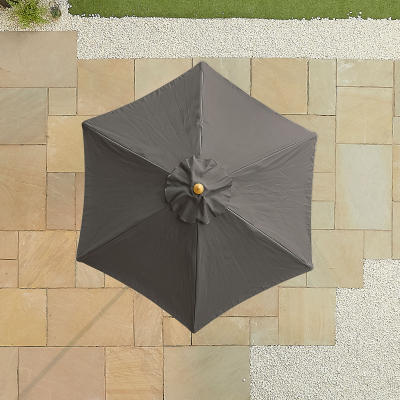 Dominica 2.0m Round Wooden Traditional Parasol - Grey Canopy