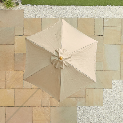 Dominica 2.0m Round Wooden Traditional Parasol - Taupe Canopy