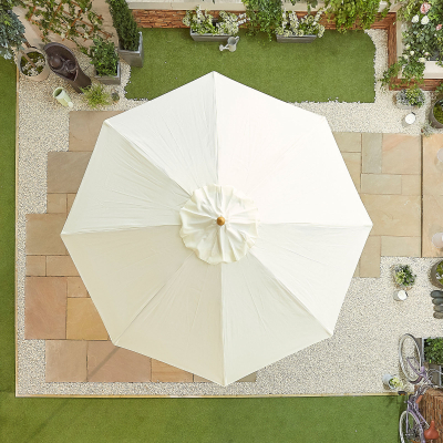Dominica 3.0m Round Wooden Traditional Parasol - Natural Canopy and No Base Included