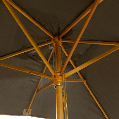 Dominica Deluxe 3.0m x 2.0m Rectangular Wooden Traditional Parasol - Grey Canopy
