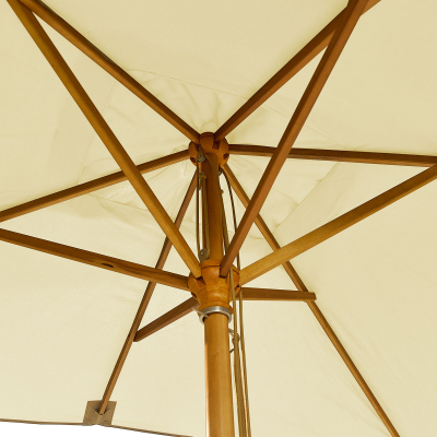 Dominica Deluxe 3.0m x 2.0m Rectangular Wooden Traditional Parasol - Natural Canopy