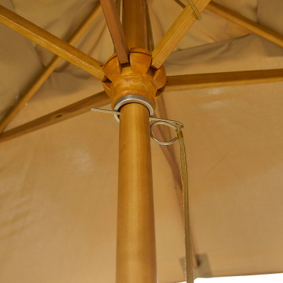 Dominica Deluxe 3.0m x 2.0m Rectangular Wooden Traditional Parasol - Taupe Canopy