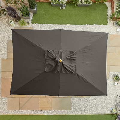 Dominica 3.0m x 2.0m Rectangular Wooden Traditional Parasol - Black Canopy