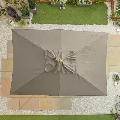 Dominica 3.0m x 2.0m Rectangular Wooden Traditional Parasol - Grey Canopy