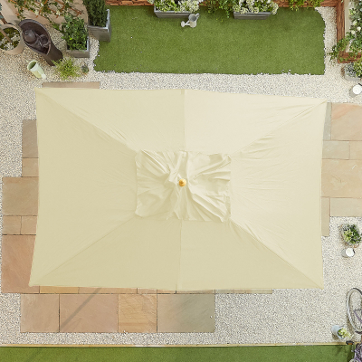 Dominica 3.0m x 2.0m Rectangular Wooden Traditional Parasol - Natural Canopy