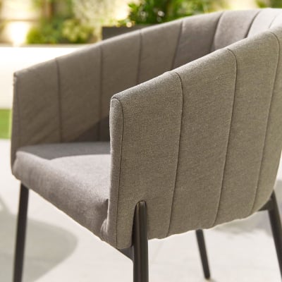 Edge 6 Seat All Weather Fabric Aluminium Dining Set - Oval Table in Ash Grey