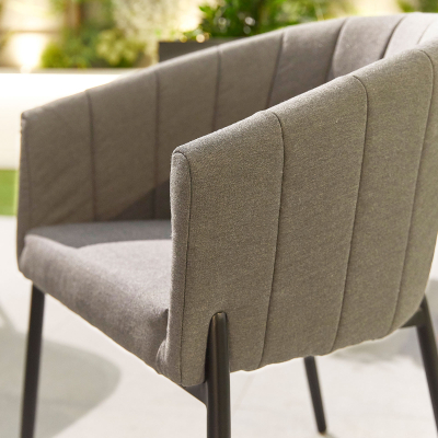 Edge 6 Seat All Weather Fabric Aluminium Dining Set - Rectangular Table in Ash Grey