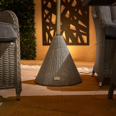 Free Standing Rattan Electric Patio Heater in White Wash