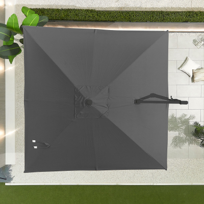 Genesis 3.0m x 3.0m Square Aluminium Cantilever Parasol - Grey Canopy and Grey Frame