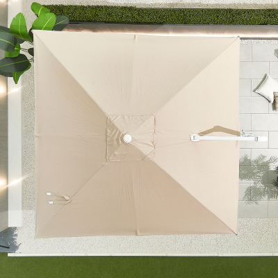 Genesis 3.0m x 3.0m Square Aluminium Cantilever Parasol - Beige Canopy and White Frame