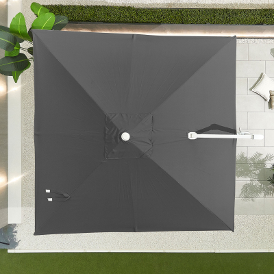 Genesis 3.0m x 3.0m Square Aluminium Cantilever Parasol - Grey Canopy and White Frame