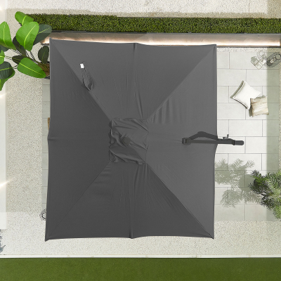 Genesis 3.0m x 2.5m Rectangular Aluminium Cantilever Parasol - Grey Canopy and Grey Frame