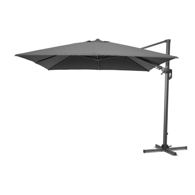 Genesis 3.0m x 3.0m Square Aluminium Cantilever Parasol - Grey Canopy, Grey Frame and In Ground Base