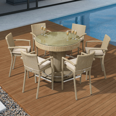 Heritage Henley 6 Seat Rattan Bar Set - Round Table in Willow