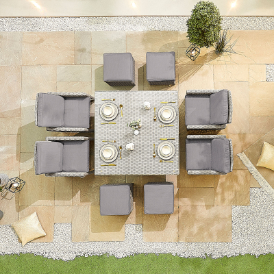 Catherine 4 Seat Rattan Cube Dining Set with 4 Stools - Square Table in White Wash
