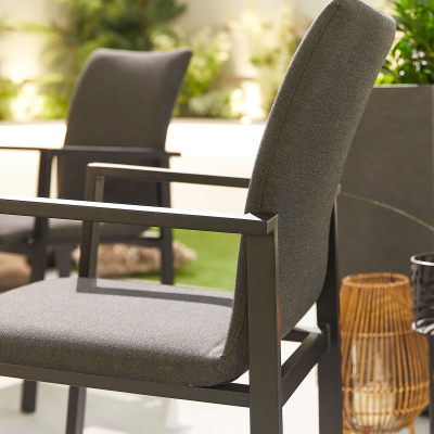 Hugo All Weather Fabric Dining Chair - Set of 6 in Charcoal Grey