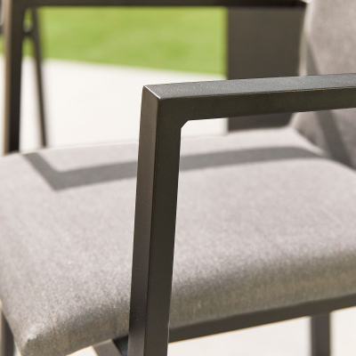 Hugo 6 Seat All Weather Fabric Aluminium Dining Set - Rectangular Table in Ash Grey