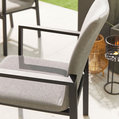 Hugo 6 Seat All Weather Fabric Aluminium Dining Set - Rectangular Table in Ash Grey