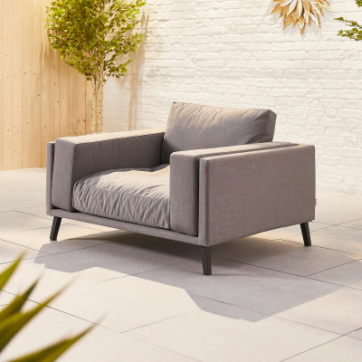 Infinity All Weather Fabric Aluminium Lounging Armchair in Ash Grey