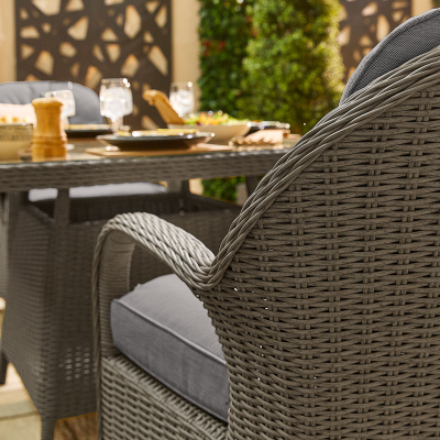 Leeanna 4 Seat Rattan Dining Set - Square Table in Slate Grey