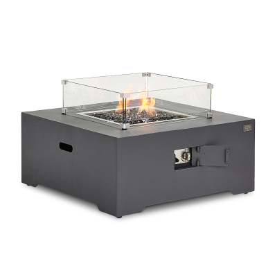 Lunar Square Aluminium Gas Fire Pit Table with Windguard in Graphite Grey