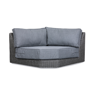 Luxor Rattan Lounging Curved Corner Piece in Slate Grey