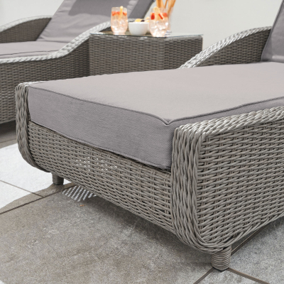 Madison Rattan Sun Lounger Set of 2 and Side Table in Slate Grey
