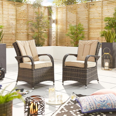 Olivia Rattan Dining Chair - Set of 2 in Brown Rattan