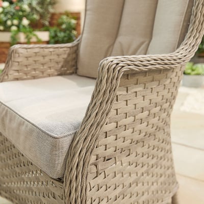 Oyster 4 Seat Rattan Dining Set - Round Table in Oyster