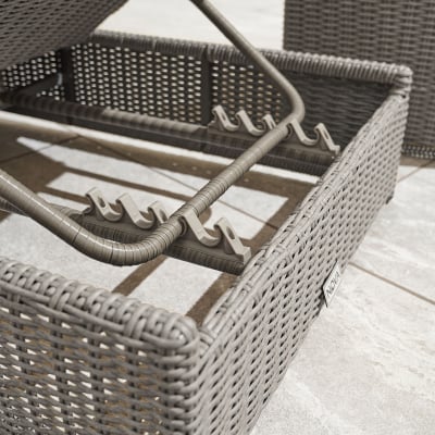 Rhodes Rattan Sun Lounger Set of 2 and Side Table in Slate Grey