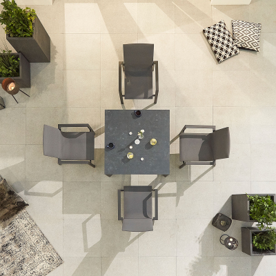 Roma 4 Seat Aluminium Dining Set - Square Table in Graphite Grey