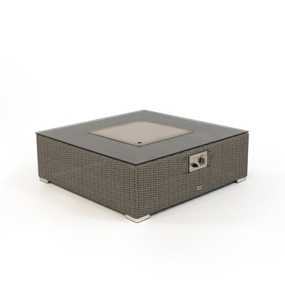 Heritage Chelsea Rattan Square Gas Fire Pit Coffee Table in Slate Grey