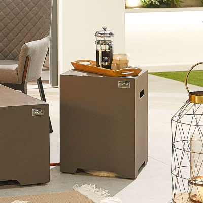 Aluminium Square Gas Bottle Cover Side Table in Coffee