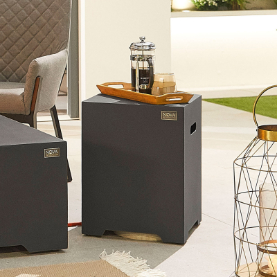 Aluminium Square Gas Bottle Cover Side Table in Graphite Grey
