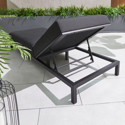 Sunny All Weather Fabric Aluminium Sun Lounger in Charcoal Grey