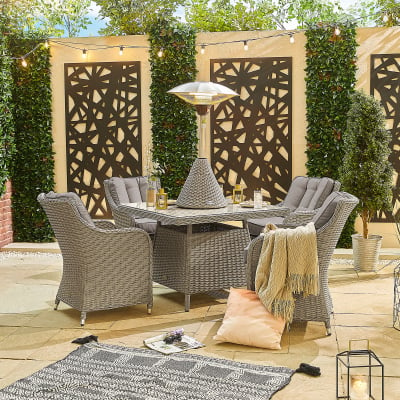 Table Rop Rattan Electric Patio Heater in White Wash