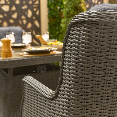 Thalia 4 Seat Rattan Dining Set - Square Table in Slate Grey