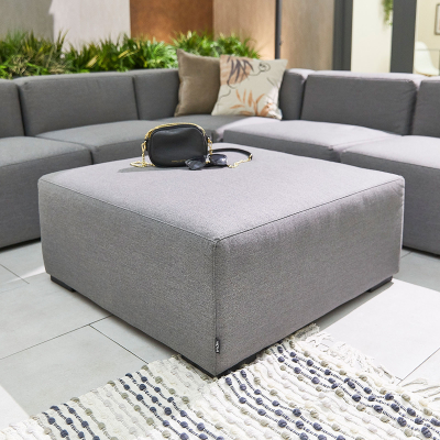 Toft All Weather Fabric Aluminium Corner Sofa Lounging Set with Footstool in Ash Grey