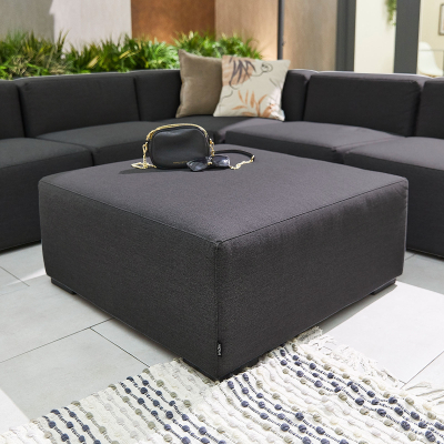 Toft All Weather Fabric Aluminium Corner Sofa Lounging Set with Footstool in Charcoal Grey