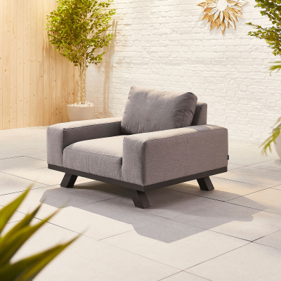 Tranquility All Weather Fabric Aluminium Lounging Armchair in Ash Grey