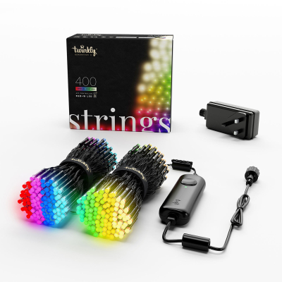Twinkly 400 LEDs Christmas String Lights with Black Cable in Full Spectrum Multi Colour & White