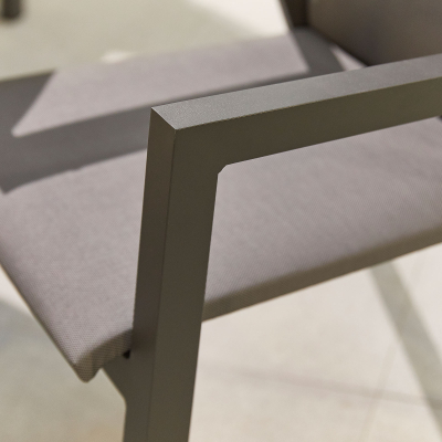 Venice 6 Seat Aluminium Dining Set - Rectangular Table in Graphite Grey