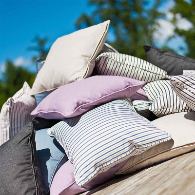 Alexander Rose Square Water Resistant Outdoor Scatter Cushion in Lavender Stripe