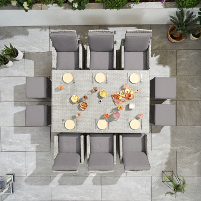 Catherine 6 Seat Rattan Cube Dining Set with 6 Stools - Rectangular Table in White Wash