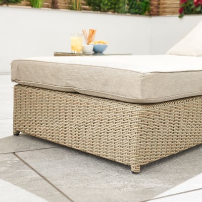 Rhodes Rattan Sun Lounger Set of 2 and Side Table in Willow