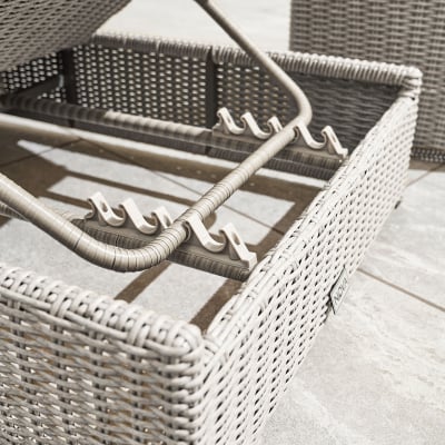 Rhodes Rattan Sun Lounger Set of 2 and Side Table in White Wash