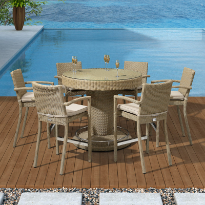 Heritage Henley 6 Seat Rattan Bar Set - Round Table in Willow